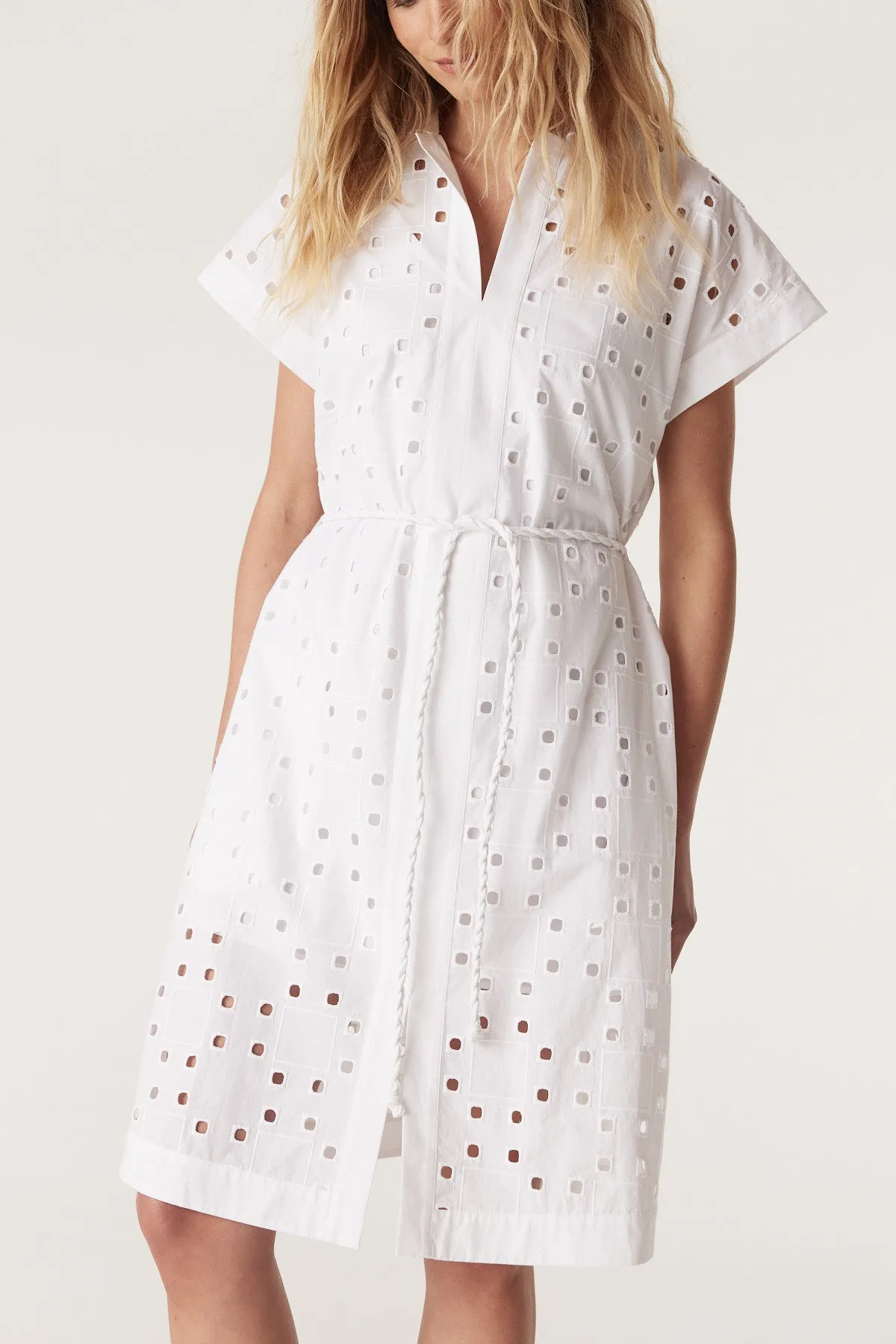 Ally Embroidered Dress  - White