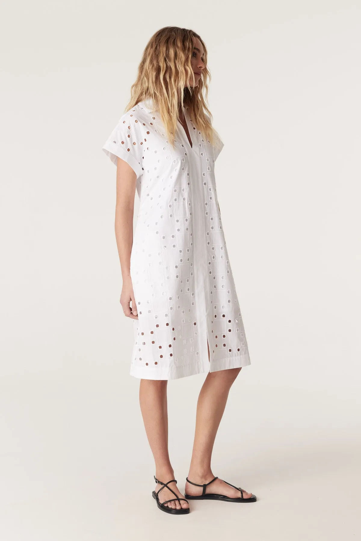 Ally Embroidered Dress  - White