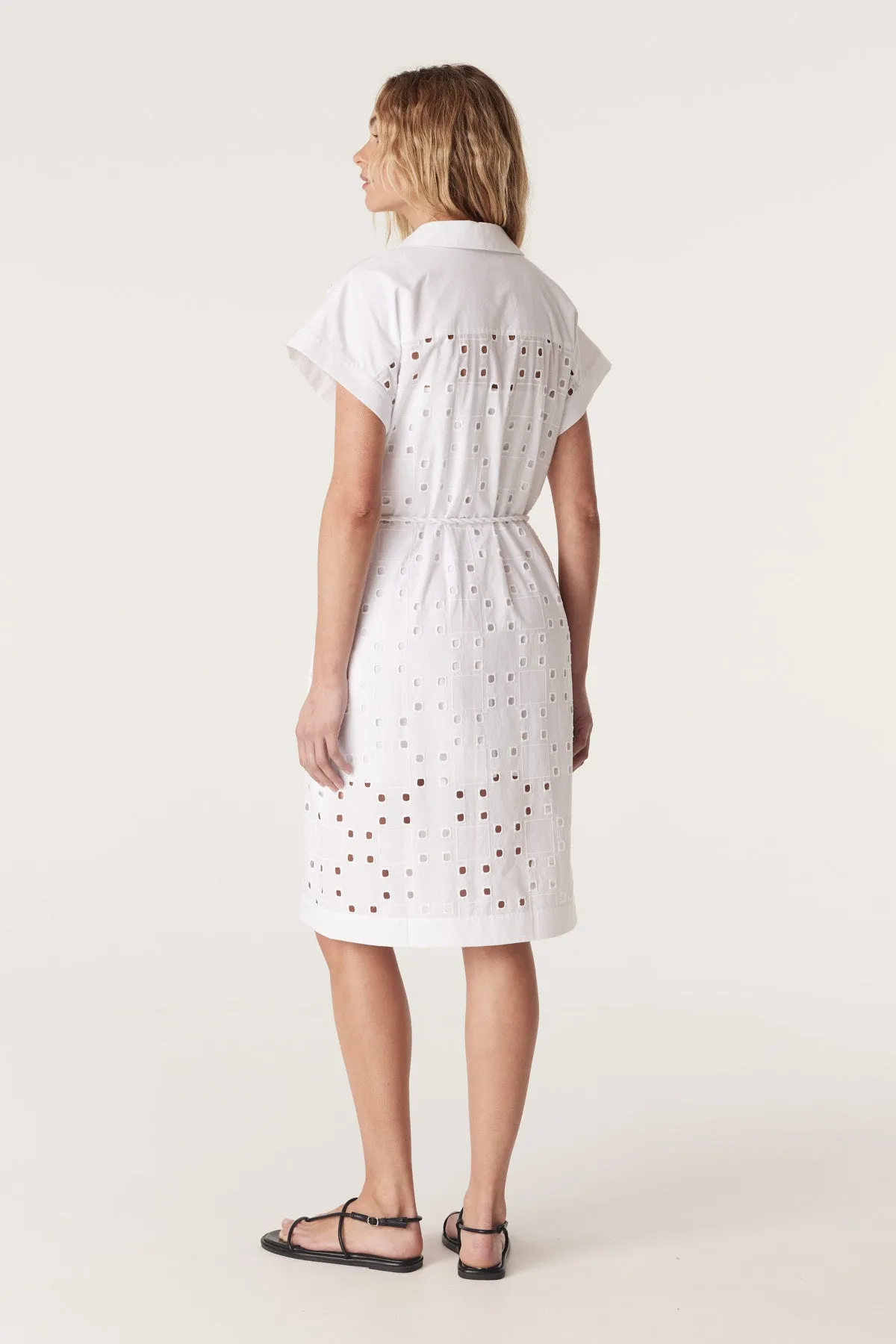 Ally Embroidered Dress  - White