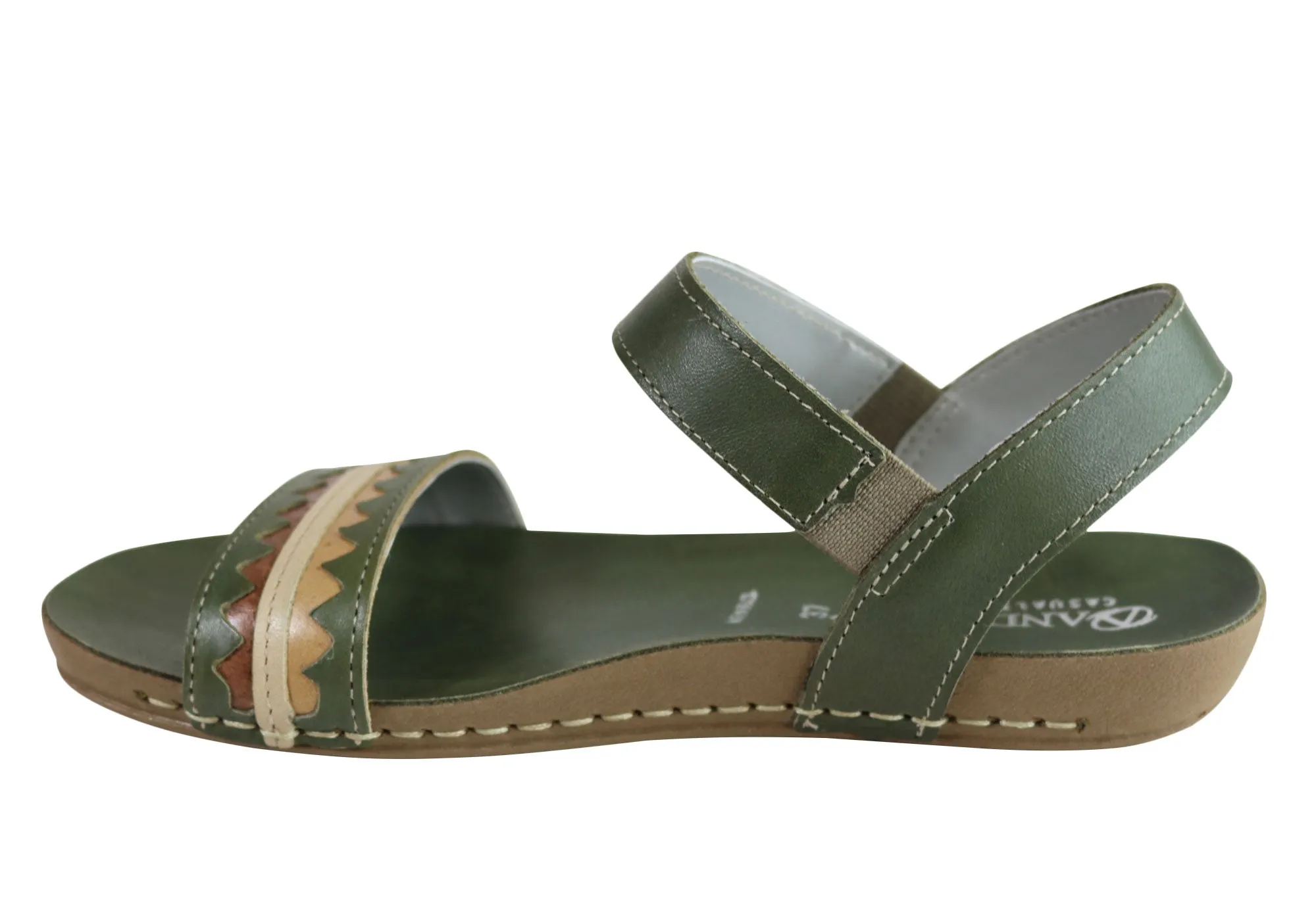 Andacco Teto Womens Comfortable Leather Flat Sandals Made In Brazil