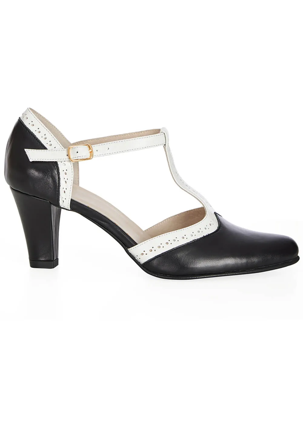 Banned Galore Leren 50's Pumps Zwart Wit