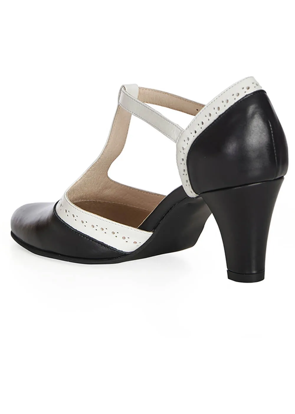 Banned Galore Leren 50's Pumps Zwart Wit