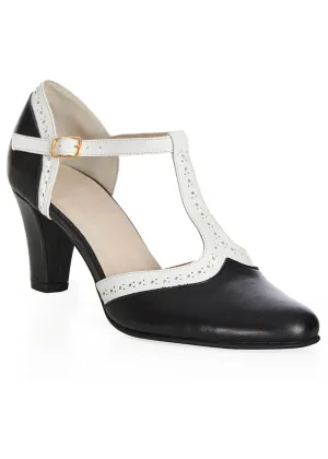 Banned Galore Leren 50's Pumps Zwart Wit