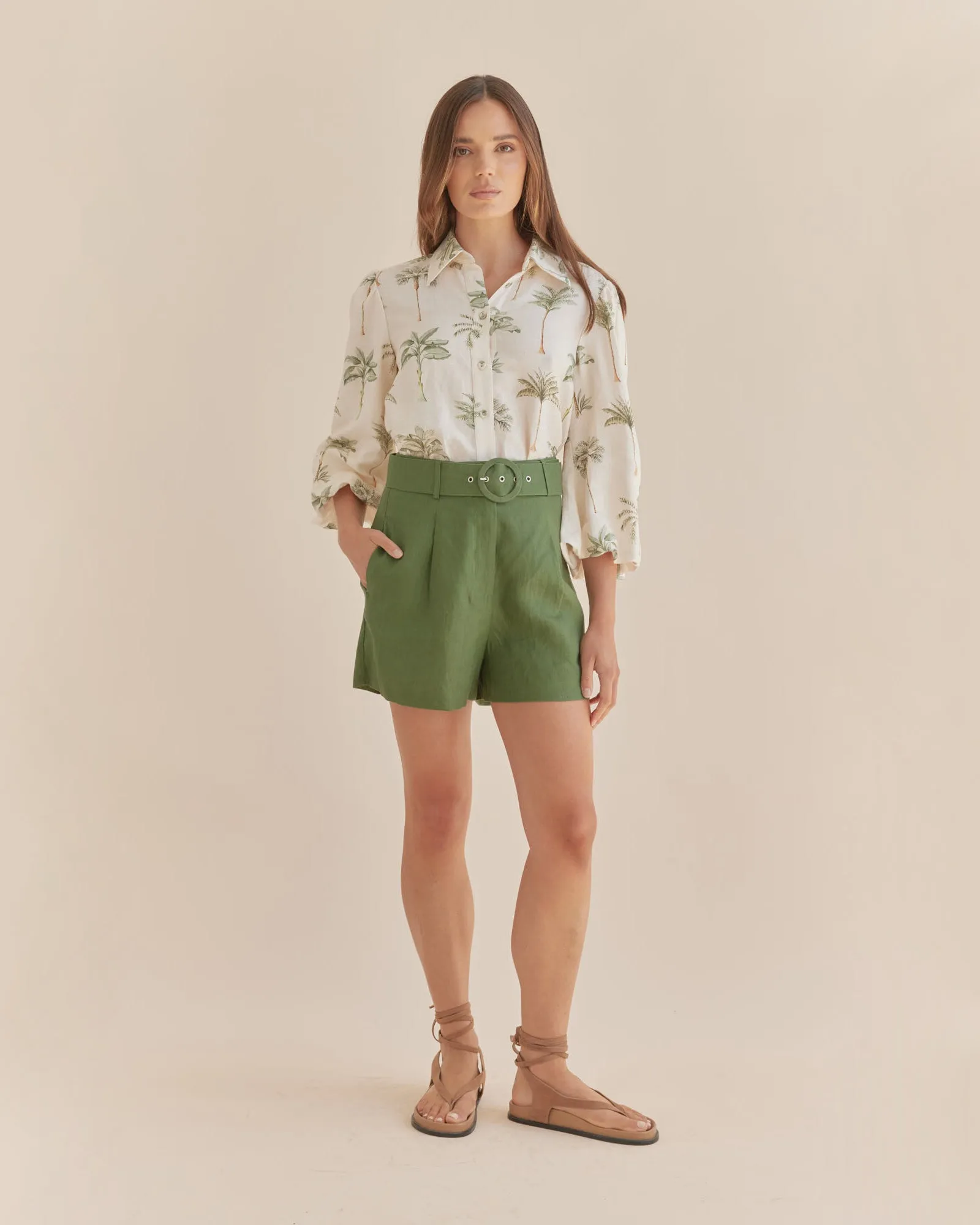 Brydie Linen Short - Verdant