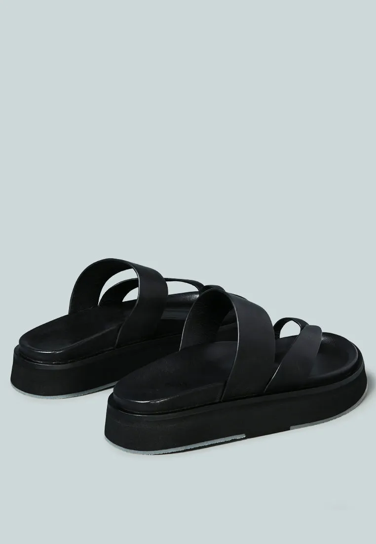 BULLOCK Slip-On Leather Sandal in Black