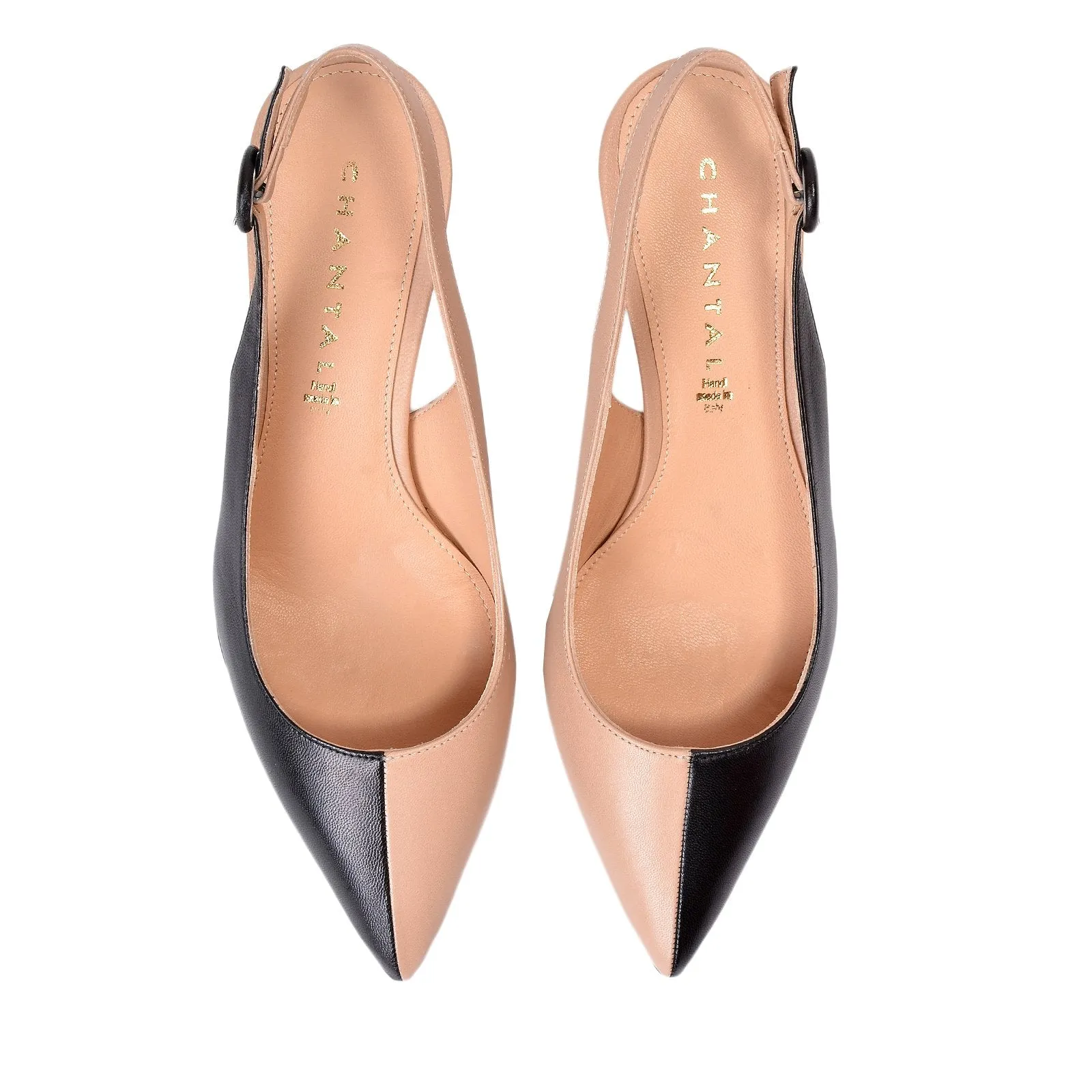 Capretto Two-Tone Sling Back Heeled Shoes