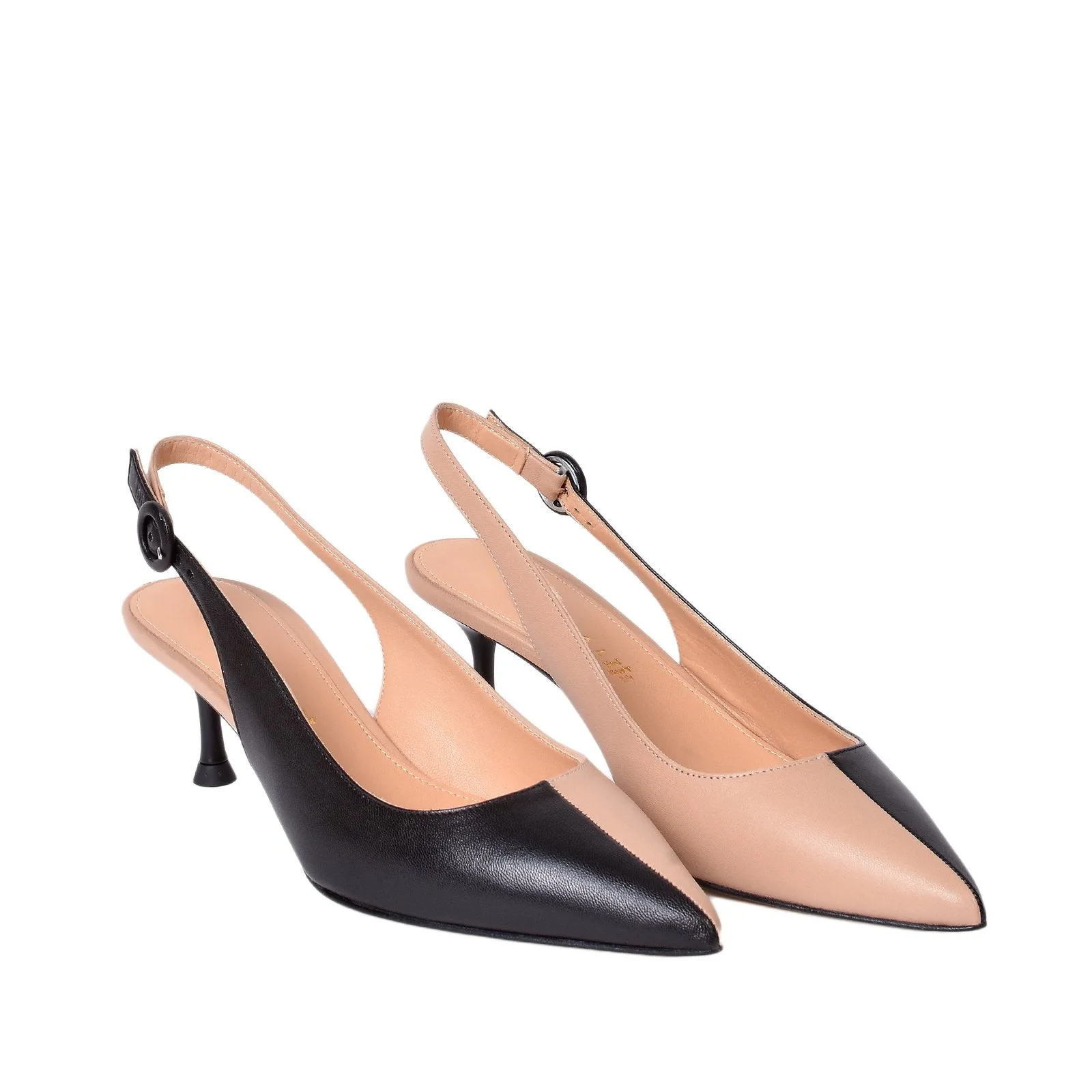 Capretto Two-Tone Sling Back Heeled Shoes