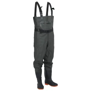 Chest Waders with Boots and Belt Dark Green Size 41