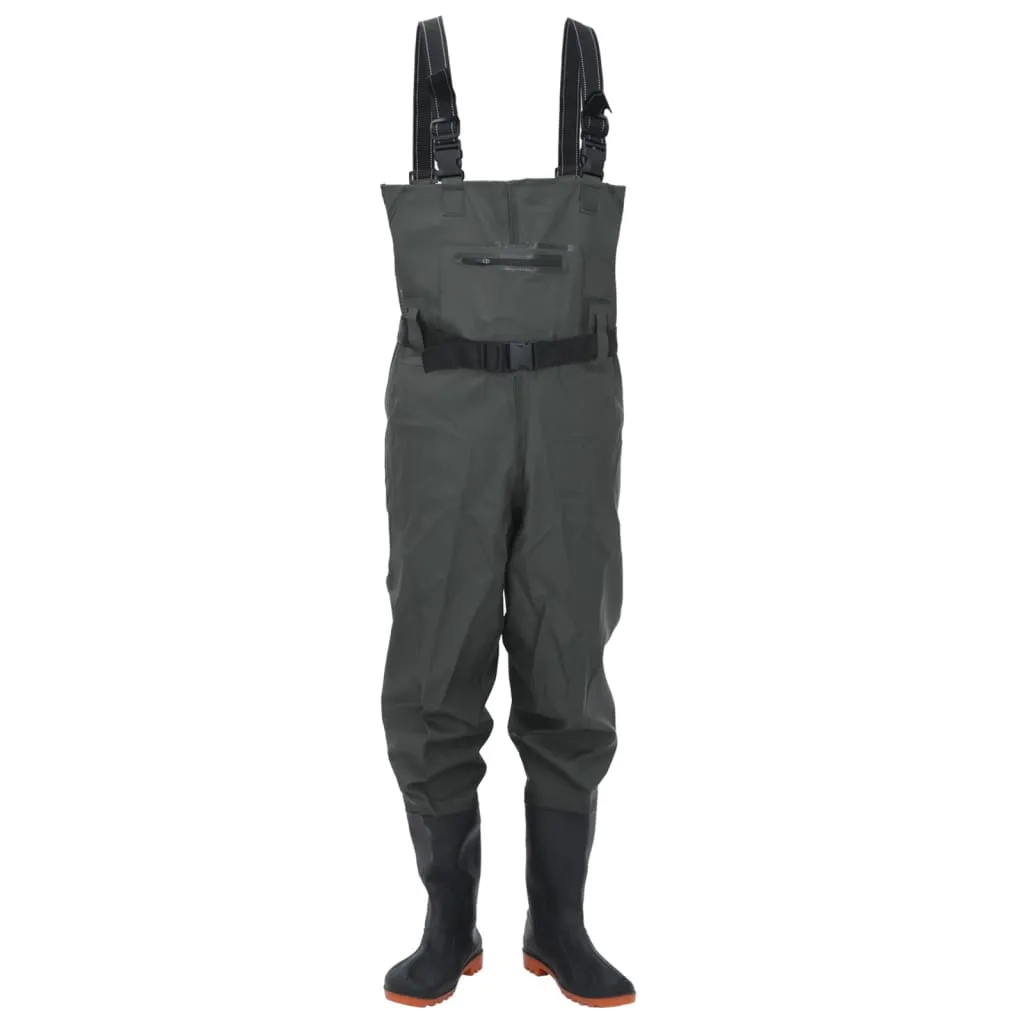 Chest Waders with Boots and Belt Dark Green Size 41