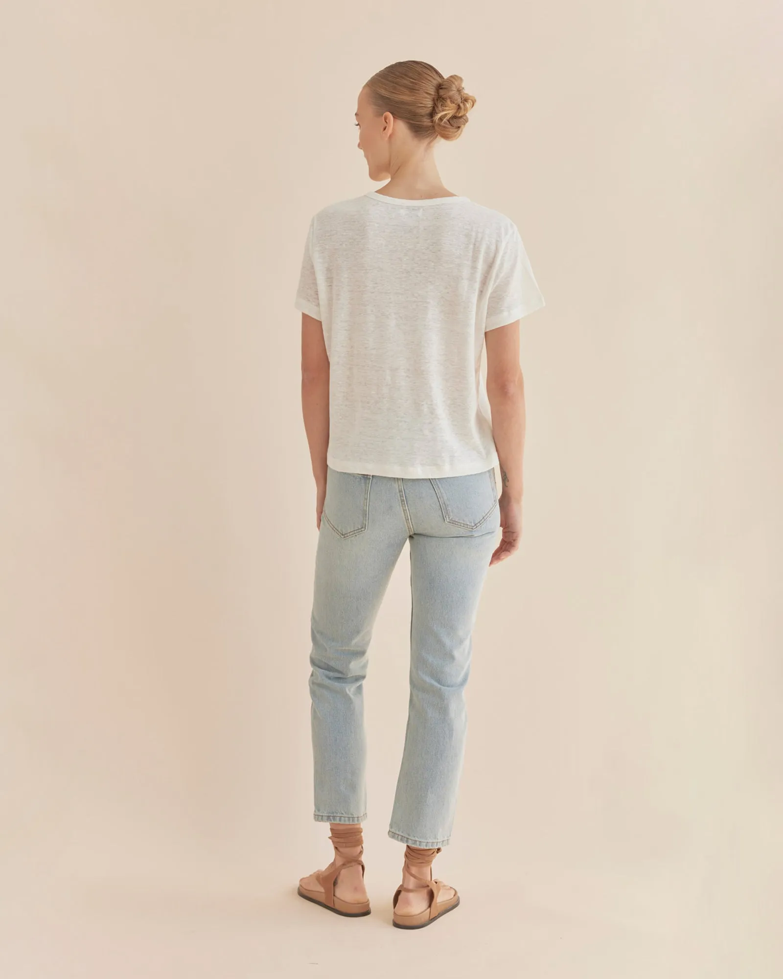 Coogee Linen Crew Neck Tee - Ivory