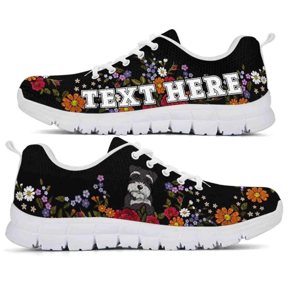 Custom Name Schnauzer Sneaker, Schnauzer Colorful Flower Floral Dog Lovers Sneakers Gym Running Shoes, Best Running Shoes