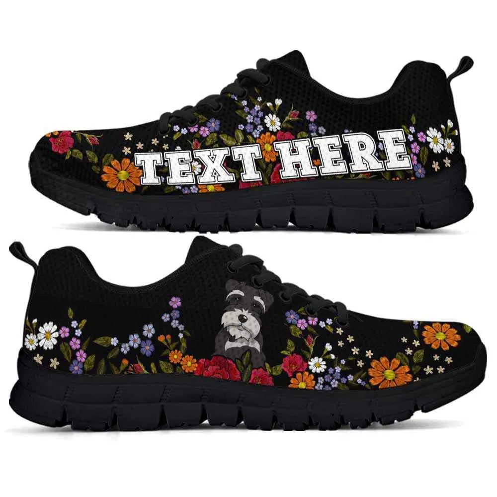 Custom Name Schnauzer Sneaker, Schnauzer Colorful Flower Floral Dog Lovers Sneakers Gym Running Shoes, Best Running Shoes