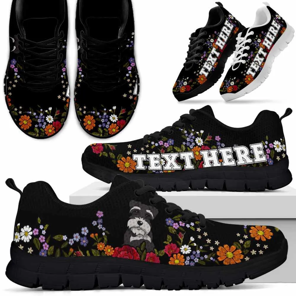 Custom Name Schnauzer Sneaker, Schnauzer Colorful Flower Floral Dog Lovers Sneakers Gym Running Shoes, Best Running Shoes