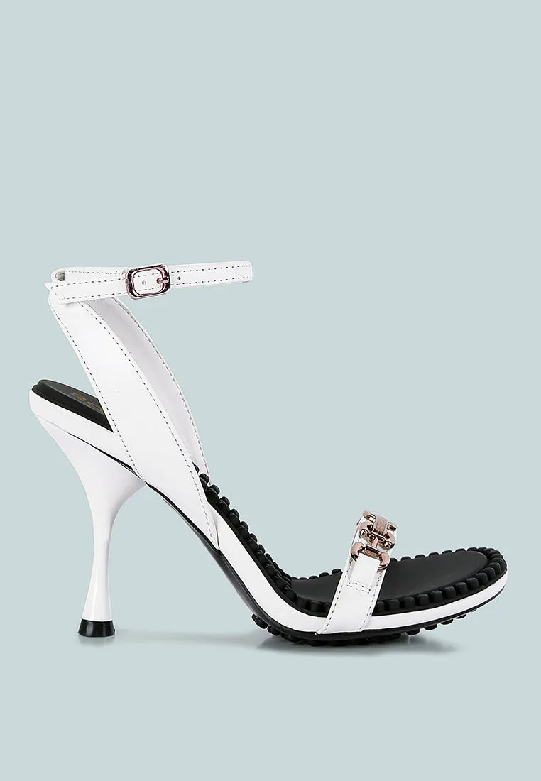 DAENERYS White Horsebit Embellished Sandals