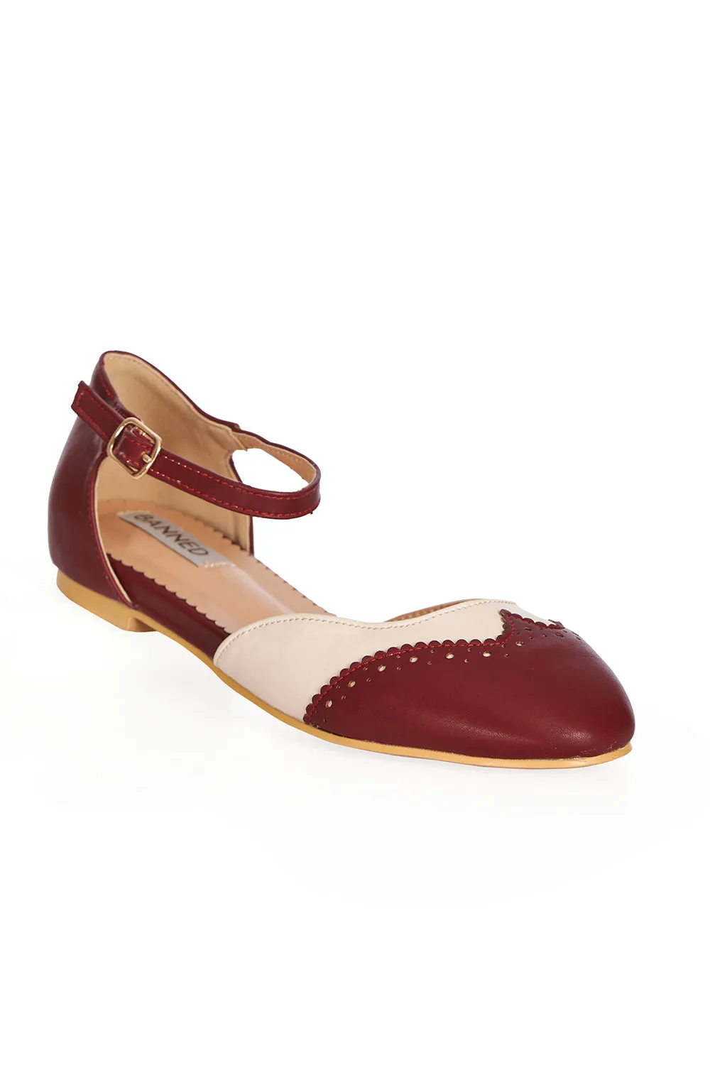 Dapper Dancemates Brogue Sandals in Burgundy by Banned