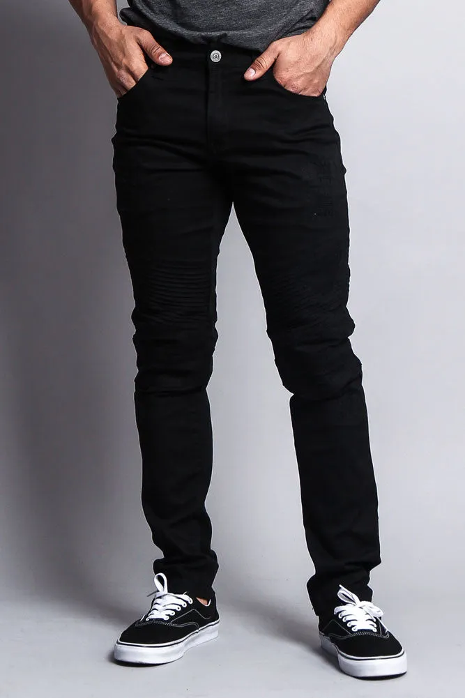 Distressed Biker Twill Skinny Pants