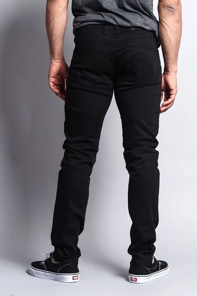 Distressed Biker Twill Skinny Pants