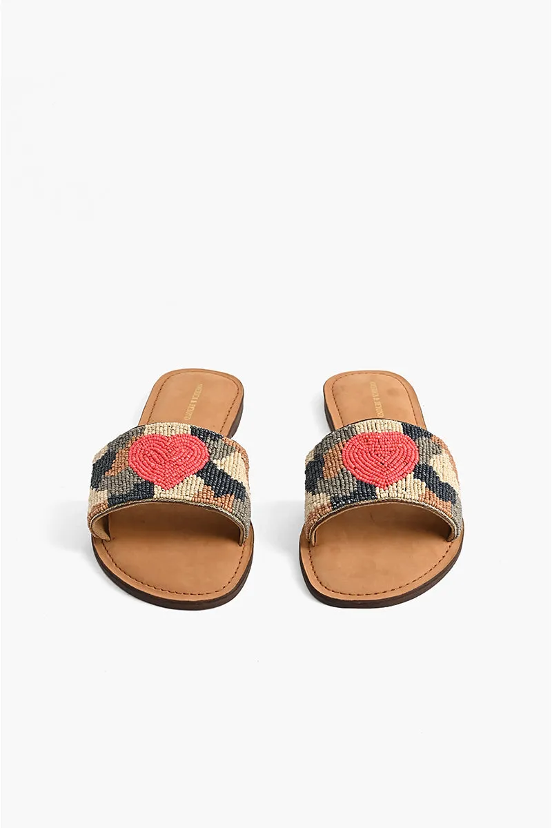 Don't Hide Your Heart Beaded Slide Sandals