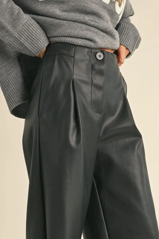 Faux Leather Wide Pants