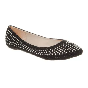 Grace Pointy Toe Flat Ballet Pump With Diamante All Over