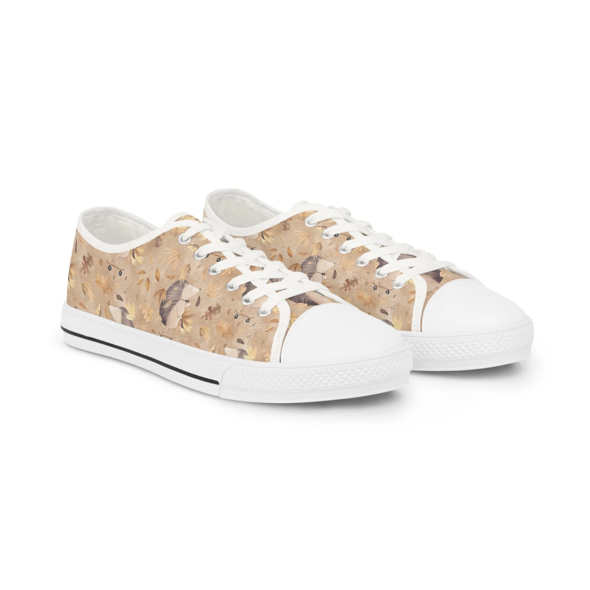 Hedgehog with Leaves Men's Low Top Sneakers