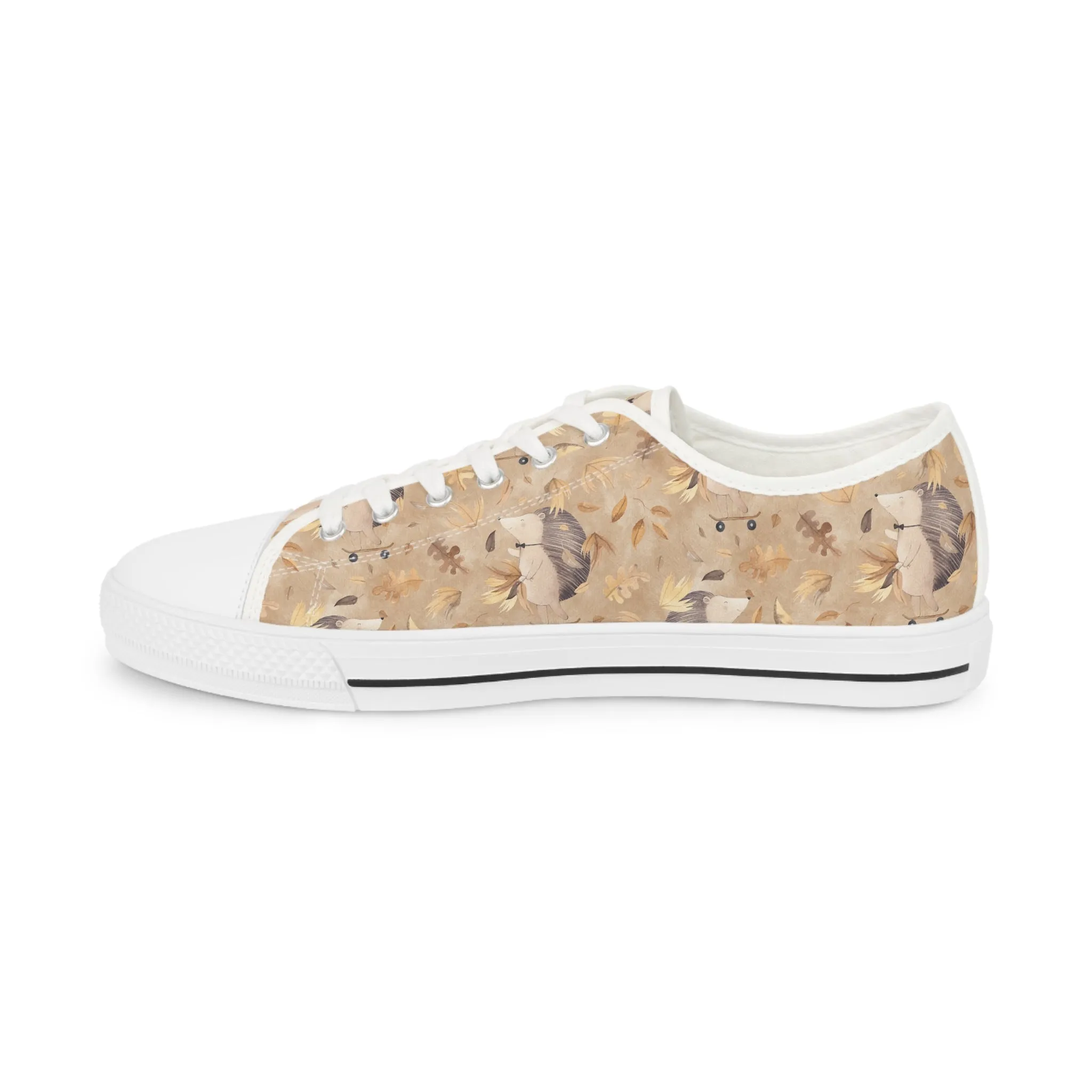 Hedgehog with Leaves Men's Low Top Sneakers