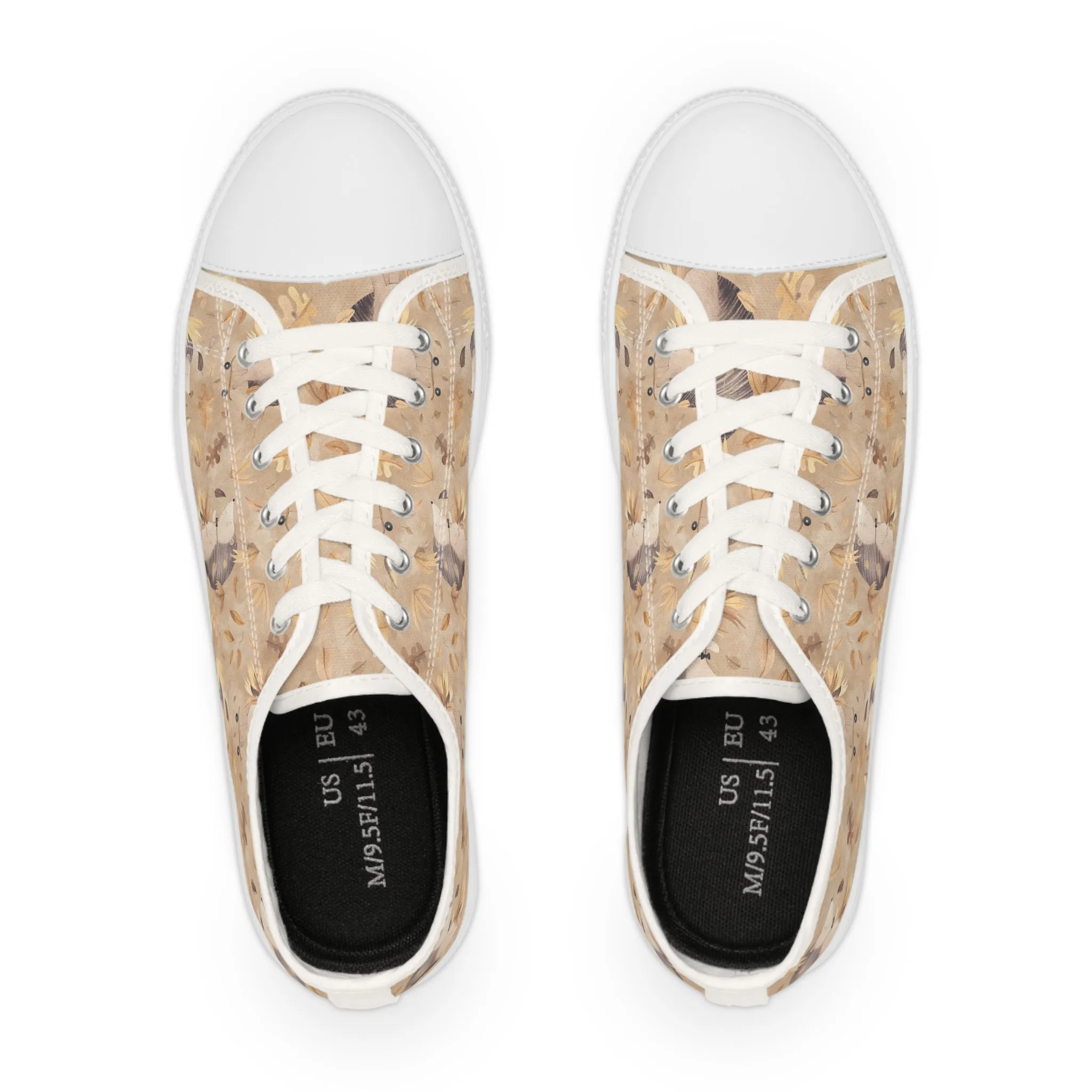 Hedgehog with Leaves Men's Low Top Sneakers