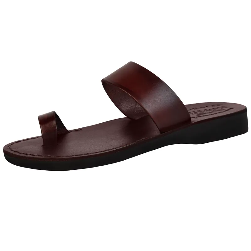 Holy Land Market Men/Women Biblical Leather Sandals/Slides From Jerusalem(Jesus - Finger Style I)