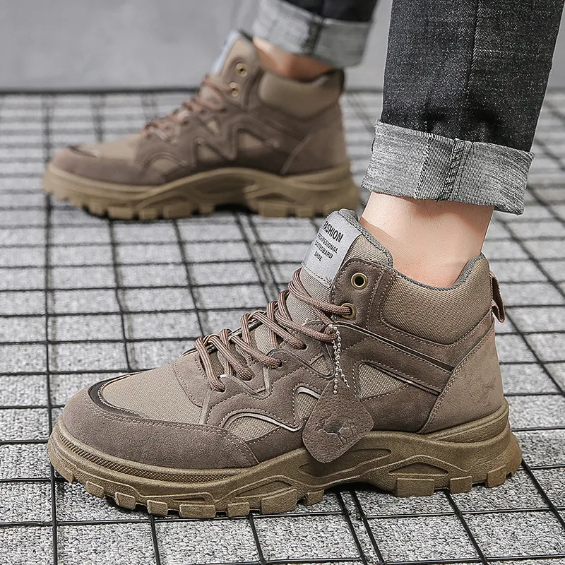 kkboxly kkboxly Men Synthetic Suede Splicing Canvas Soft Wearable Casual Tooling Boots