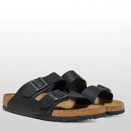 Men's Arizona Birkenstock Leather Sandals, Black Oiled Leather