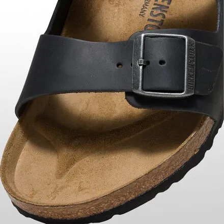 Men's Arizona Birkenstock Leather Sandals, Black Oiled Leather