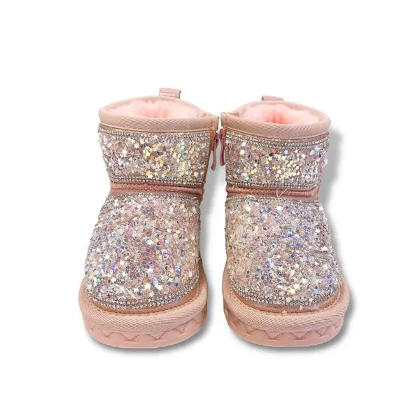 Mini Star Sequin Boots - Pink