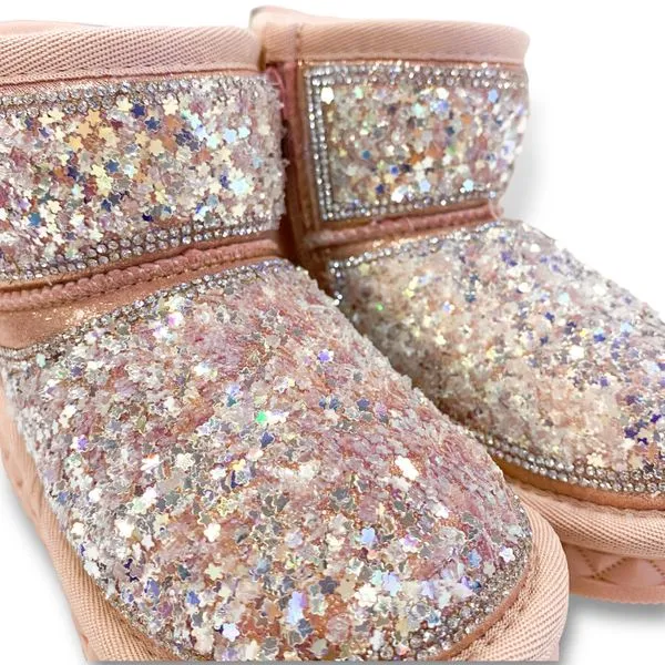 Mini Star Sequin Boots - Pink