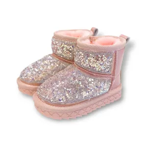 Mini Star Sequin Boots - Pink