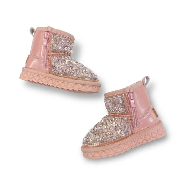 Mini Star Sequin Boots - Pink