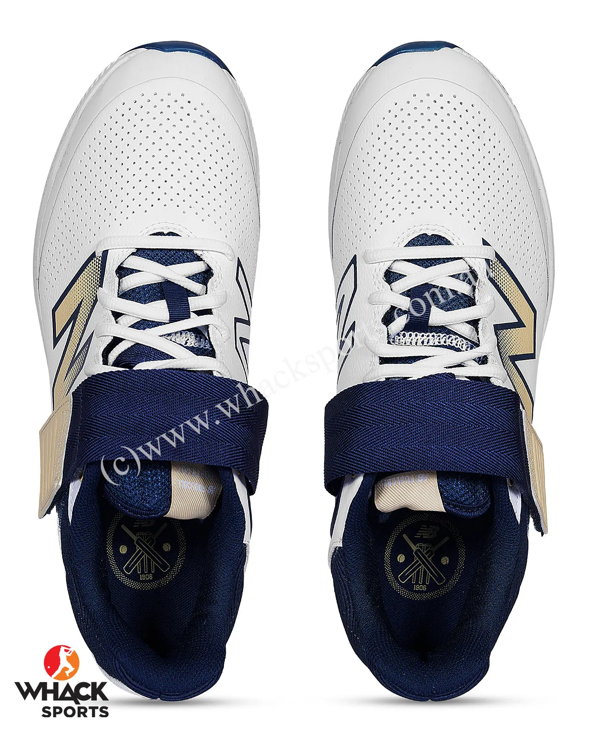 New Balance CK4040 N6 Bowling Cricket Shoes - Steel Spikes - White/Navy