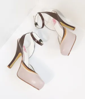 Pale Lilac & Brown Leather Cutie Pie Pumps