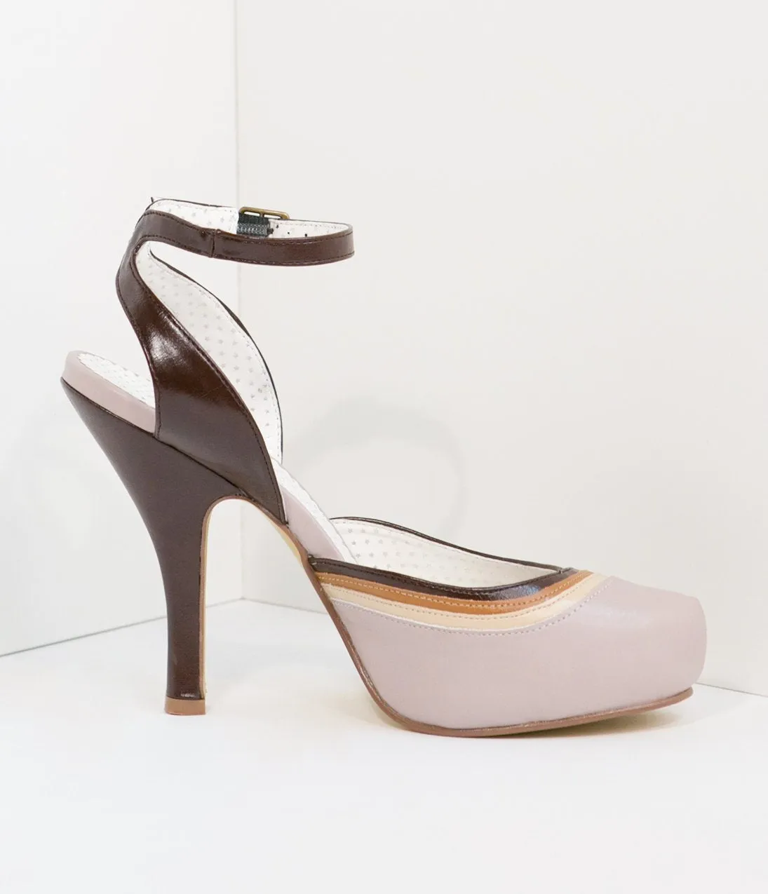 Pale Lilac & Brown Leather Cutie Pie Pumps