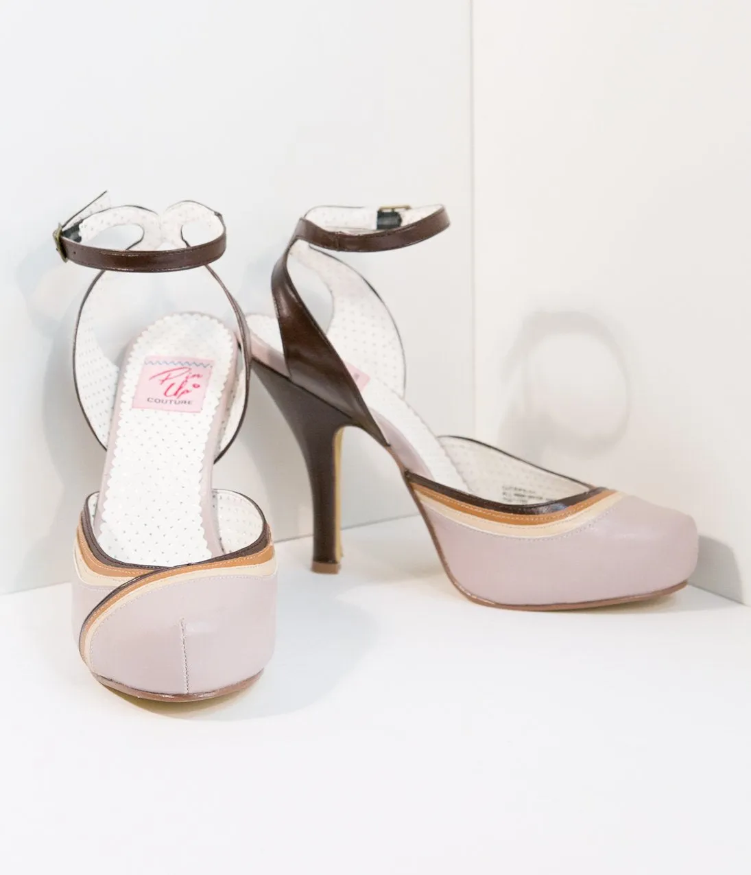 Pale Lilac & Brown Leather Cutie Pie Pumps