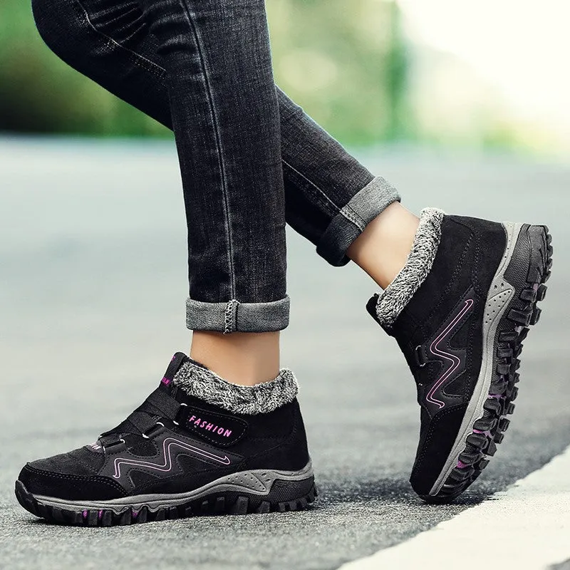 Women's winter thermal villi leather platform fashion high top boots 2022